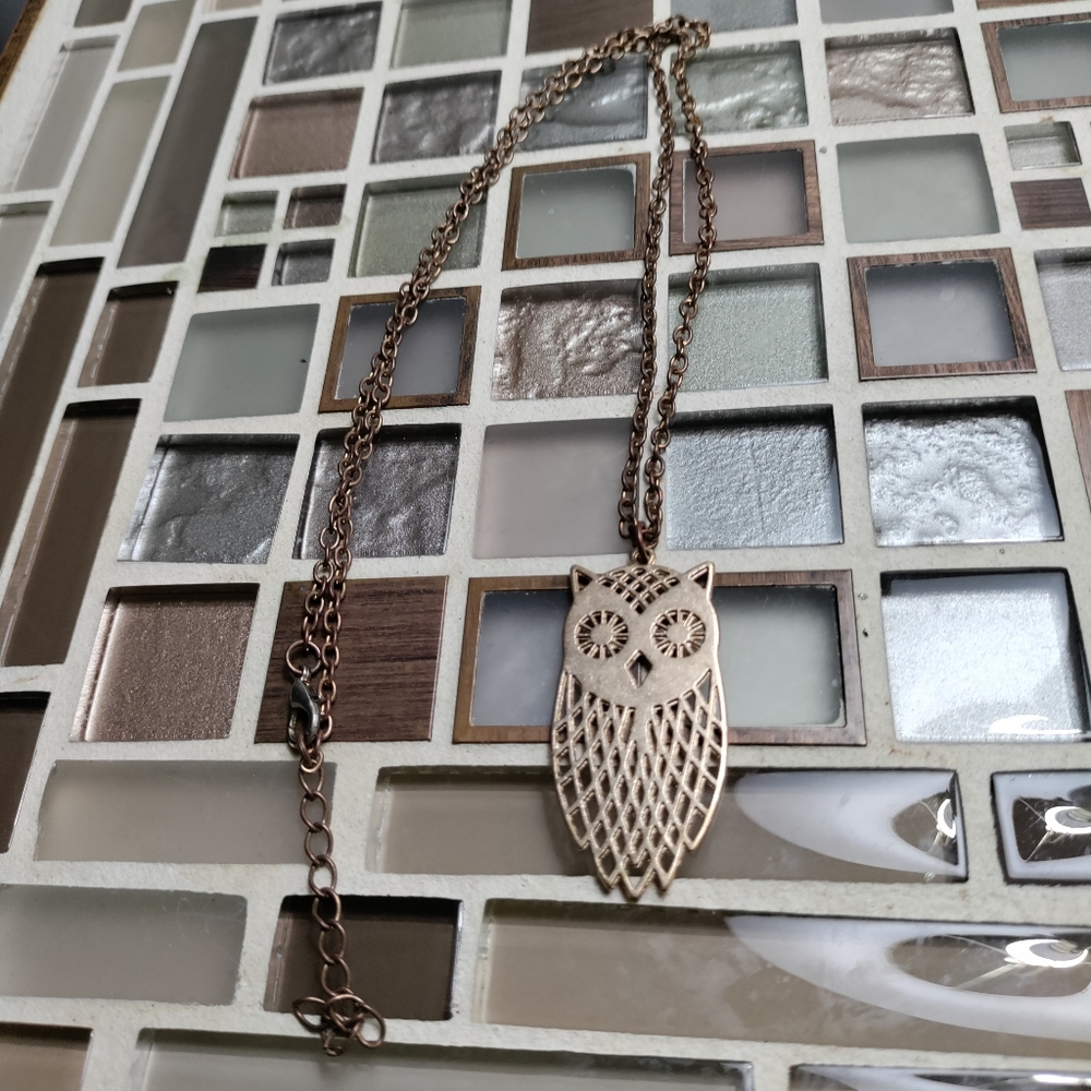 Vintage Bronze Owl necklace